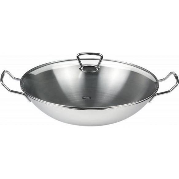 Rozsdamentes acél WOK serpenyő üvegfedővel - O 36 cm - Kunming