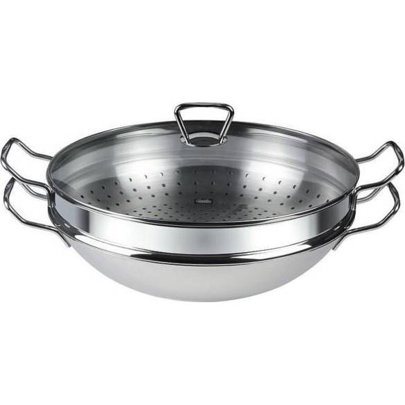 Rozsdamentes acél WOK serpenyő üvegfedővel - O 36 cm - Nanjing