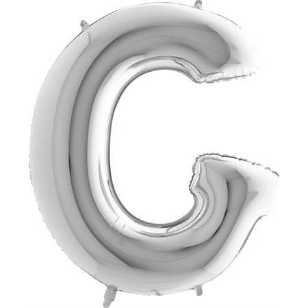 Felfújható lufi G betű ezüst 102 cm