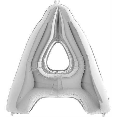 Felfújható léggömb A betű ezüst 102 cm