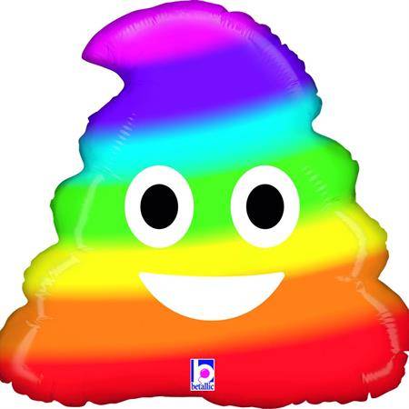 Felfújható léggömb emoji szivárvány Poo 51 cm