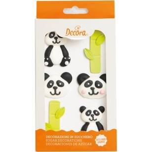 Cukor panda torta dekoráció 6db