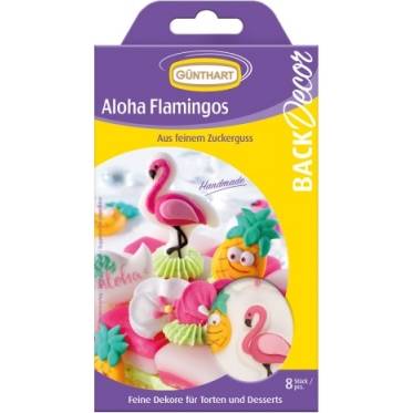 Cukortorta dekoráció Aloha flamingó 8db csomagban