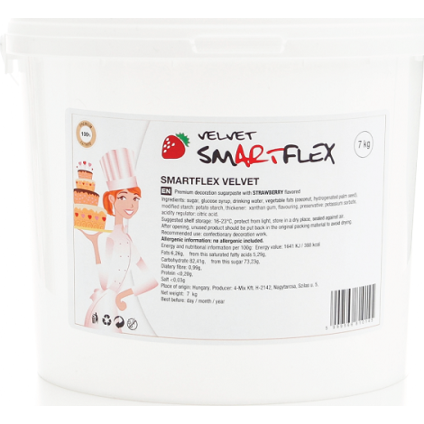 Smartflex Velvet Strawberry 7 kg (Tortabevonó és modellező alapanyag) 0051 dortis