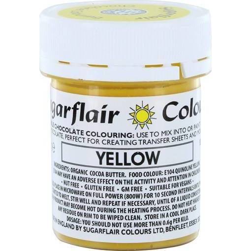 Kakaóvaj alapú csokoládéfesték Sugarflair Yellow (35 g) C303 dortis