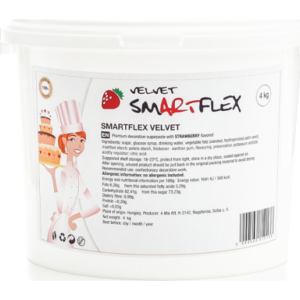 Smartflex Velvet Strawberry 4 kg (Tortabevonó és modellező keverék)