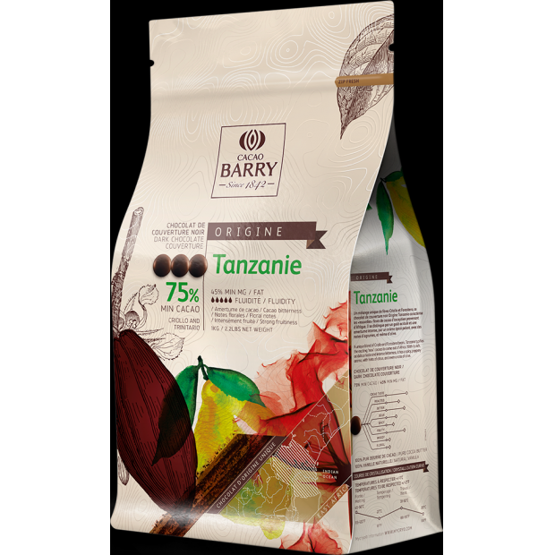 Kakaó Barry Origin csokoládé TANZANIE sötét 75% 1kg - Callebaut