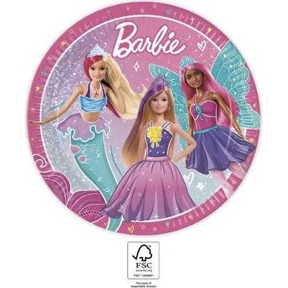 Papírtányérok barbie 23cm, 8db