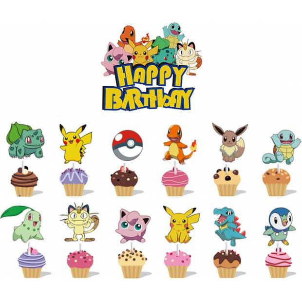 Torta és muffin topper 13db Pokémon