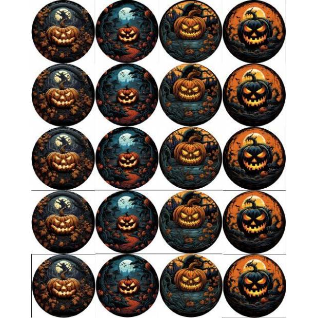 Ehető papír a muffinok kivágásához Halloween tök mix 5cm