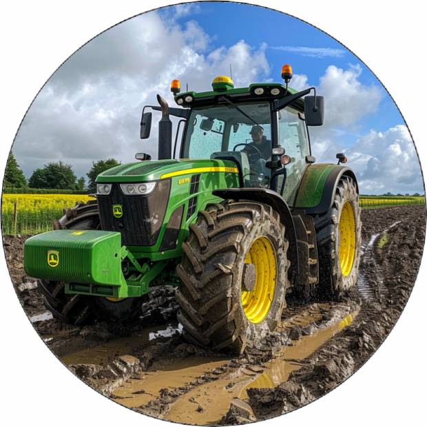 Ehető papír John Deere traktor a mezőn 19,5 cm