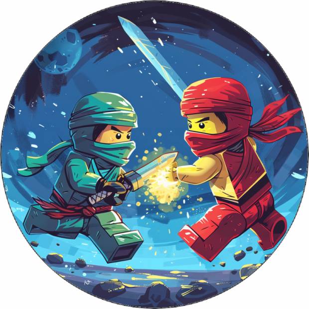 Ehető papír Ninjago űrkék háttérrel 19,5 cm