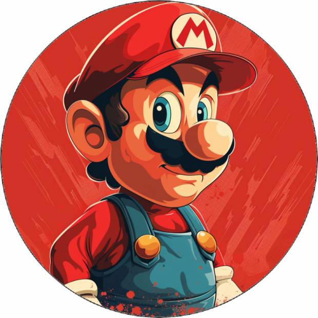 Ehető papír Super Mario vörös háttér 19,5 cm