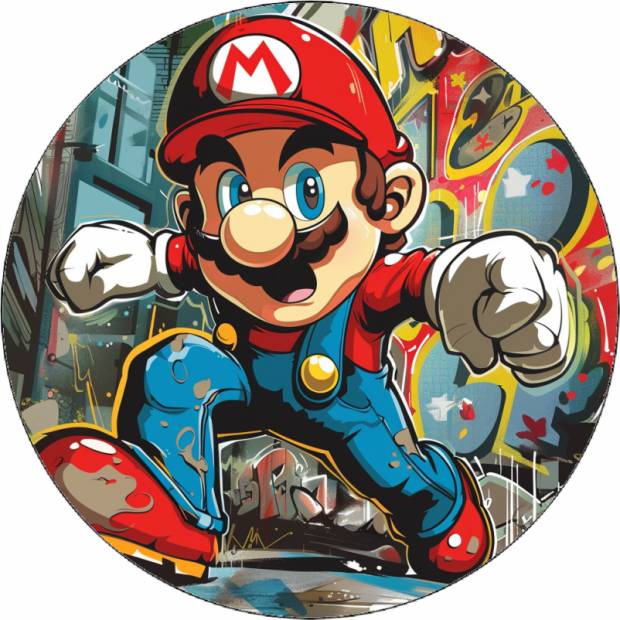 Ehető papír Super Mario az utcákon 19,5 cm