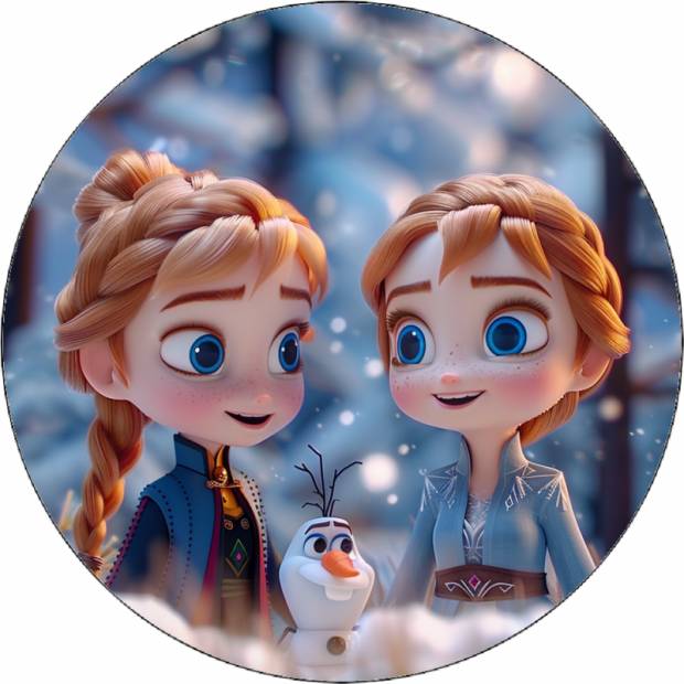 Ehető papír Anna és Elsa gyerekek 19,5 cm