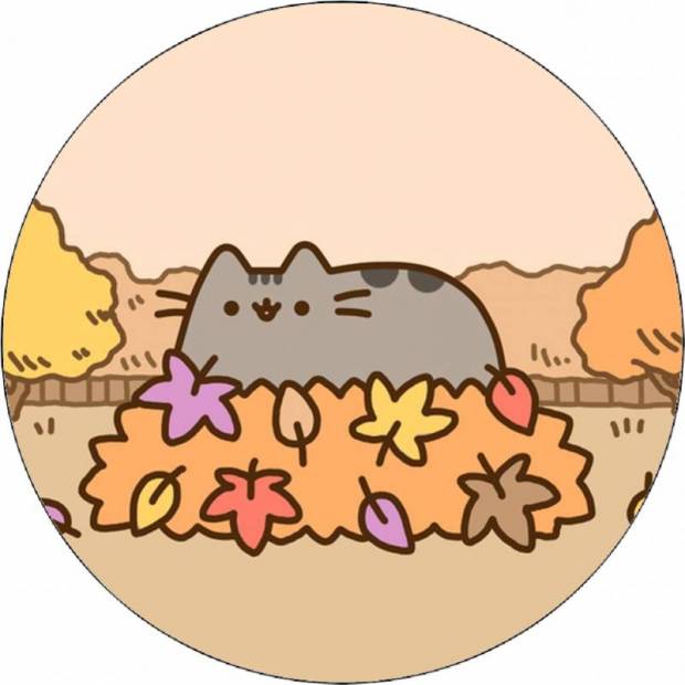 Pusheen ehető papír egy levélkupacon 19,5 cm