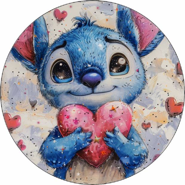 Stitch ehető papír szívvel 19,5 cm