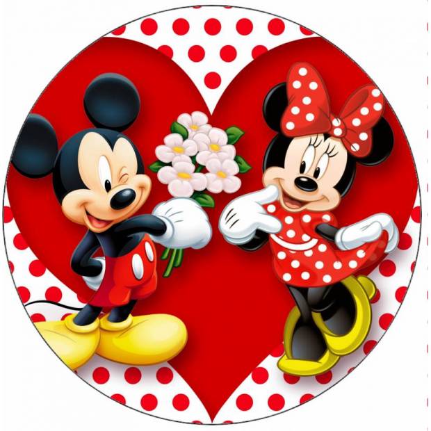 Ehető papír Mickey és Minnie szerelem 19,5 cm