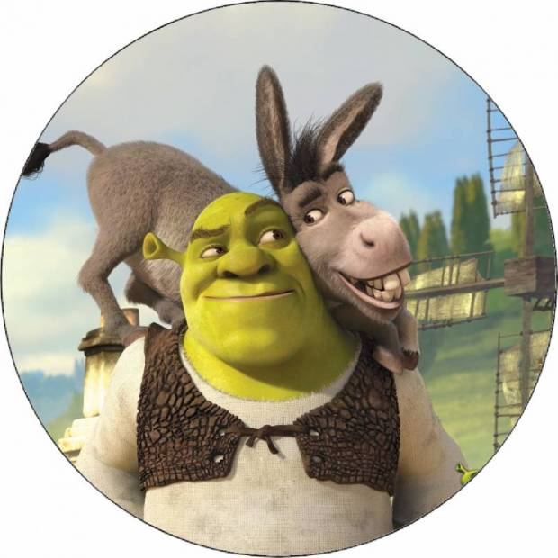 Ehető papír Shrek és szamár 19,5 cm