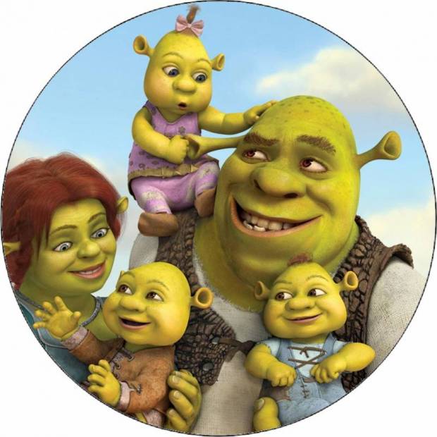 Ehető papír Shrek és családja 19,5 cm