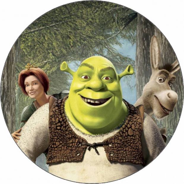 Ehető papír Shrek, Fiona és a szamár 19,5 cm