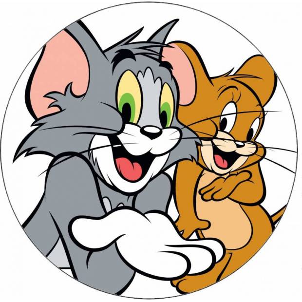 Ehető papír Tom és Jerry fehér alapon 19,5 cm