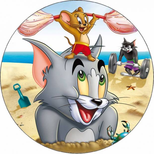 Ehető papír Tom és Jerry a tengerparton 19,5 cm