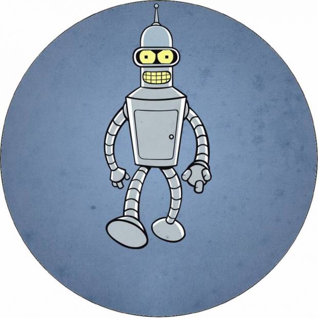 Futurama Bender ehető papír, szürke alapon 19,5 cm