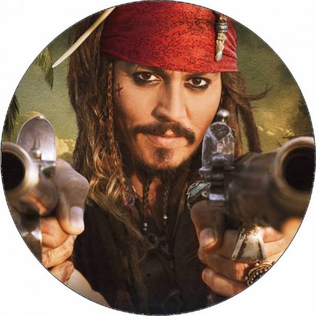 Ehető papír Jack Sparrow fegyverekkel 19,5 cm