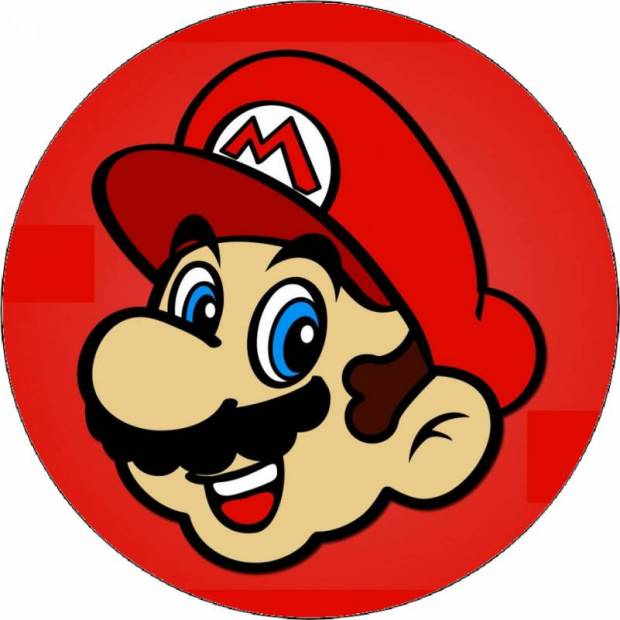 Ehető papír Super Mario fej piros háttérrel 19,5 cm