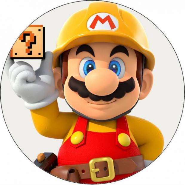 Super Mario ehető papír, kártyával 19,5 cm