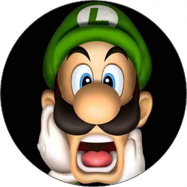 Ehető papír Super Mario Luigi fekete háttérrel 19,5 cm