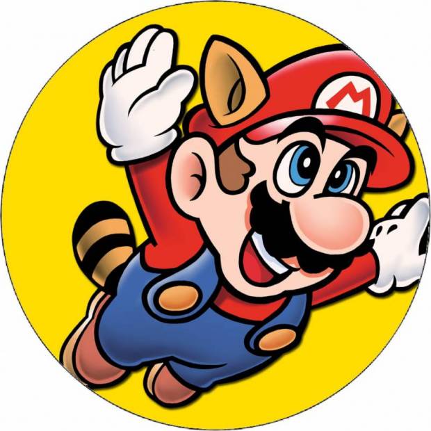 Ehető papír Super Mario repülő sárga háttér 19,5 cm