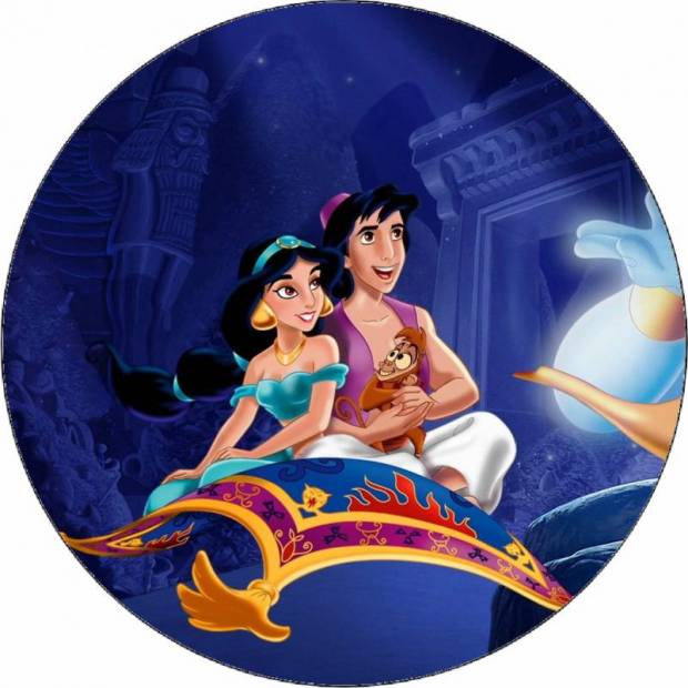 Ehető papír Jázmin és Aladdin repülő szőnyegen 19,5 cm