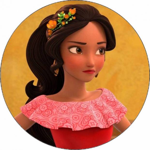 Ehető papír Elena of Avalor virággal a hajában 19,5 cm