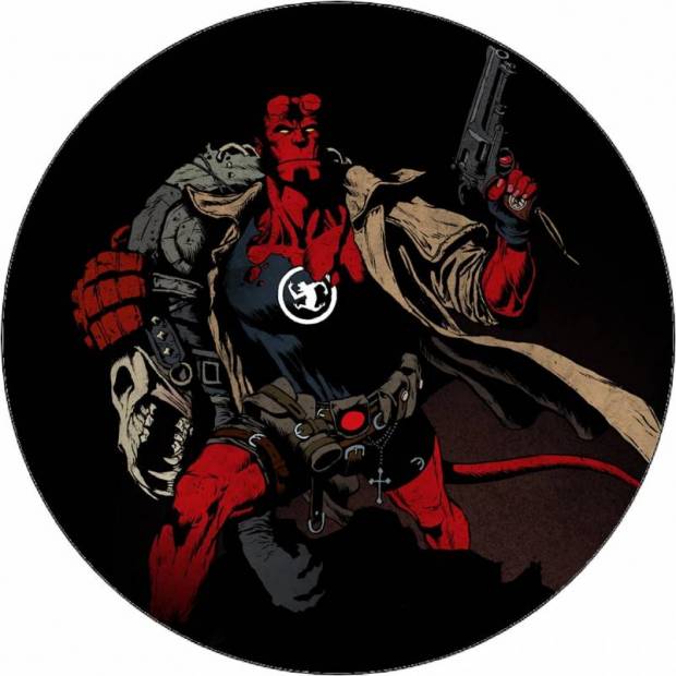 Ehető papír Hellboy illusztráció fekete alapon 19,5 cm