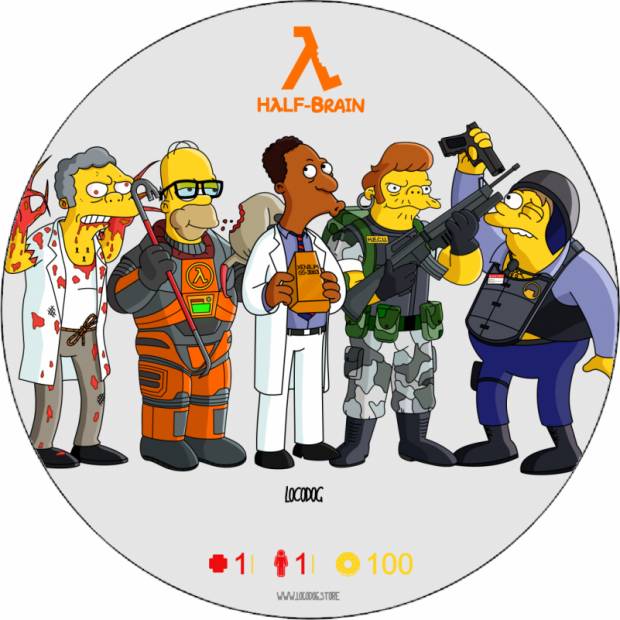 Ehető papír Simpson család, mint Half-life karakterek 19,5 cm