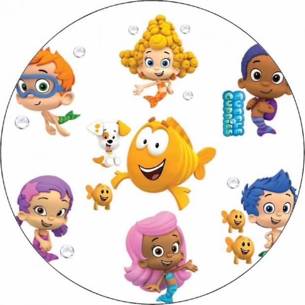 Ehető papír Bubble Guppies fehér háttér 19,5 cm