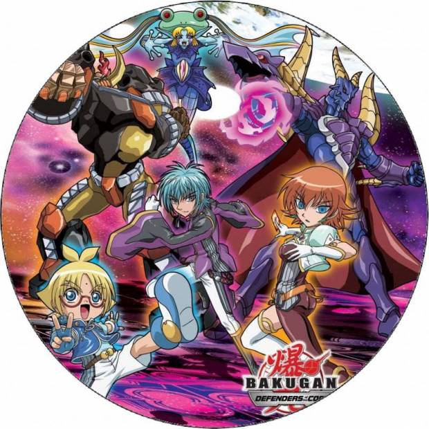 Bakugan ehető papír lila háttér 19,5 cm