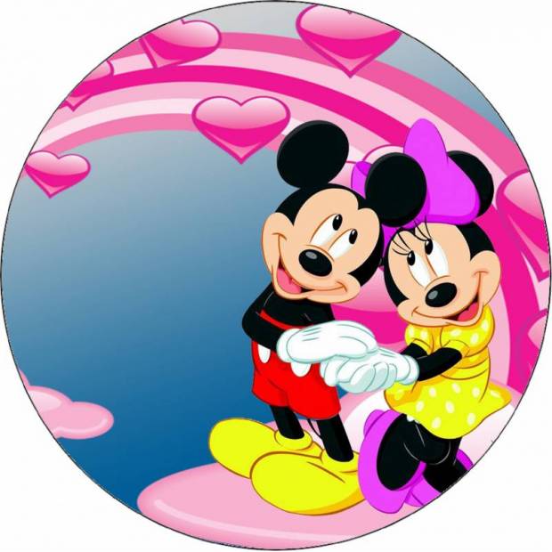 Ehető papír Mickey és Minnie egy felhőn 19,5 cm