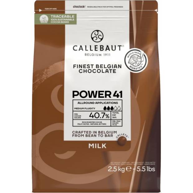 Callebaut csokoládé 41 power tej 2,5kg